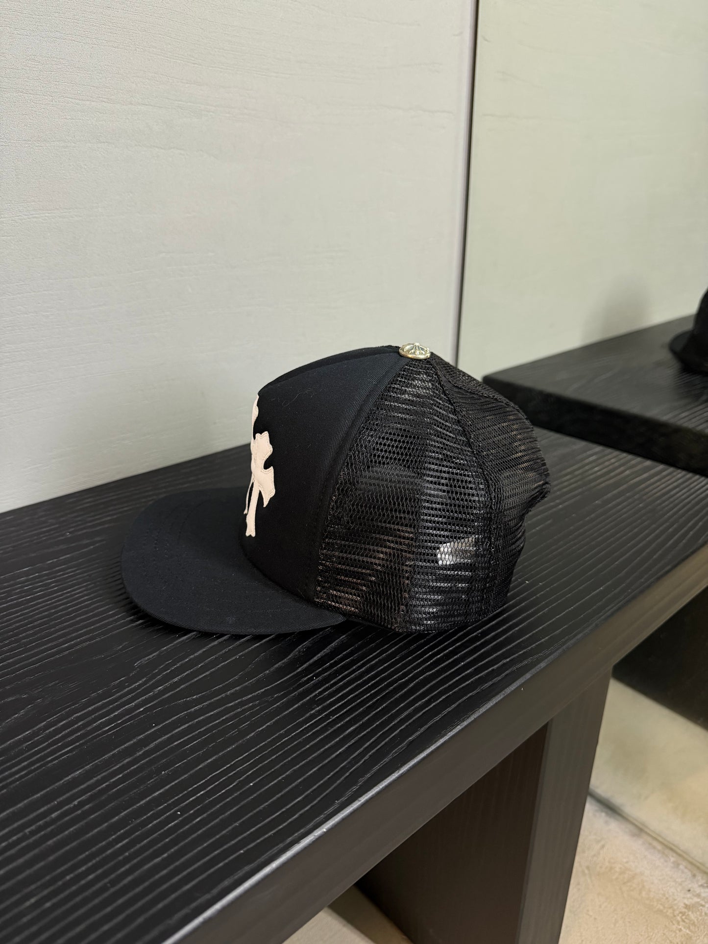 Chrome Hearts White Cemetery Cross Trucker Hat