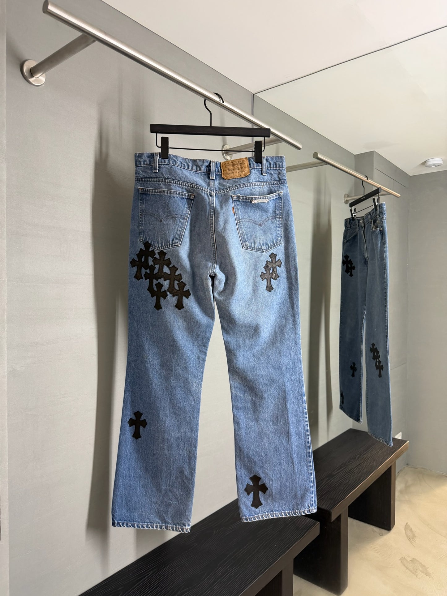 Chrome Hearts Leather Cross Patch 517 Jeans