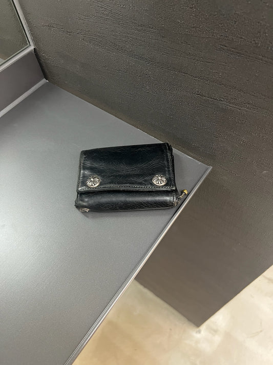 Chrome Hearts 3 fold leather wallet
