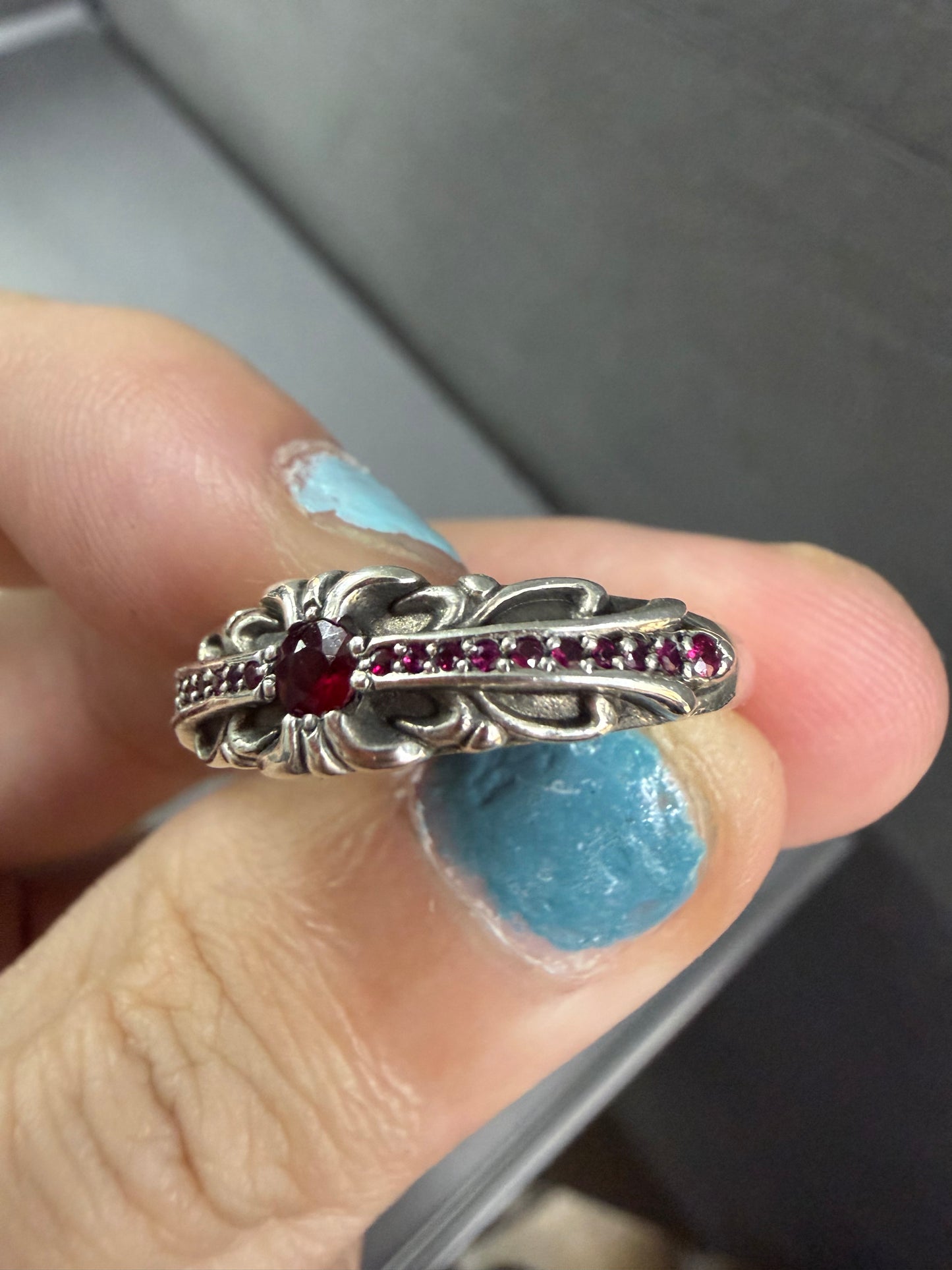Chrome Hearts Baby Classic Ruby Ring with Diamonds