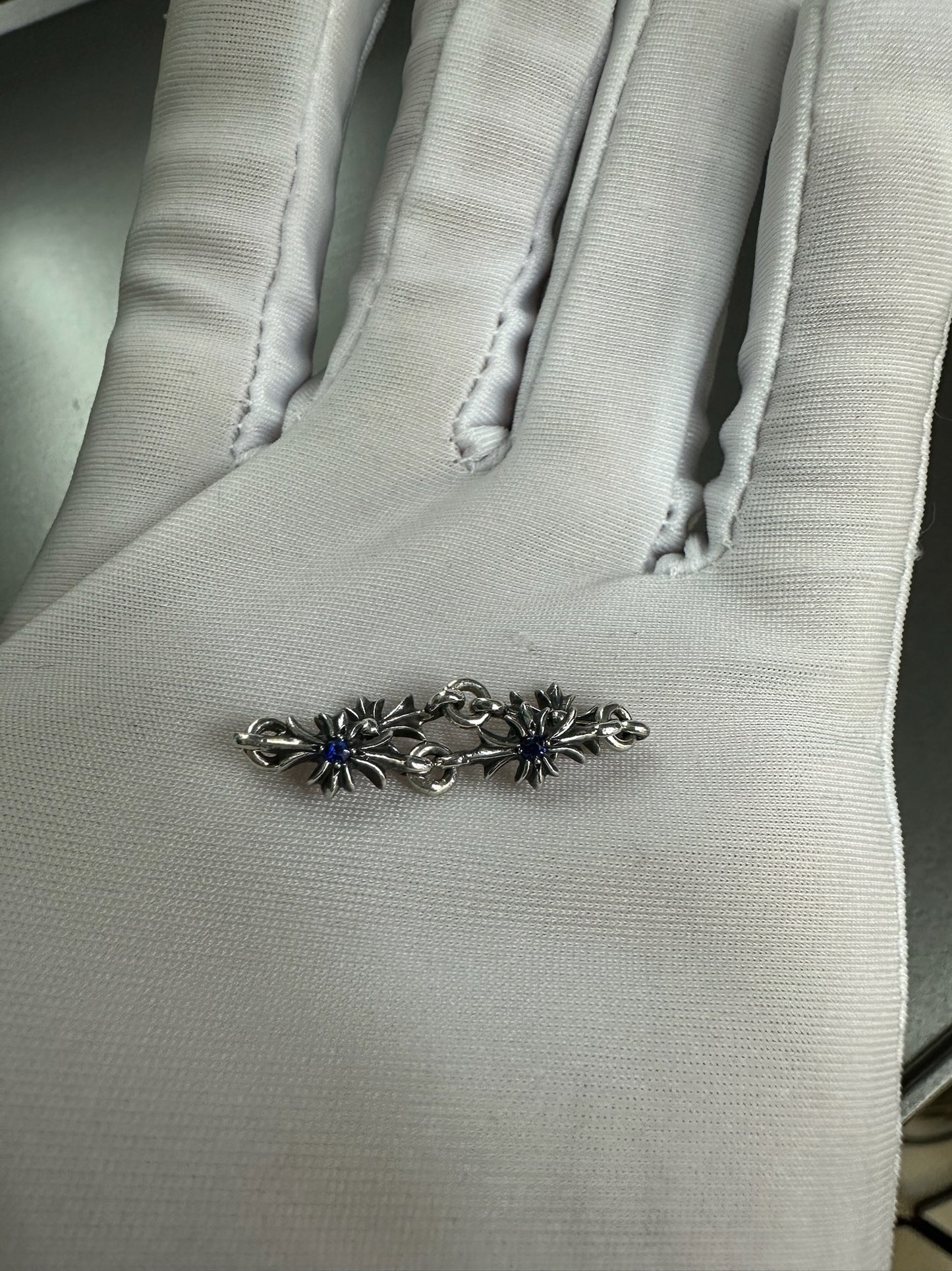 Chrome Hearts Sapphire Tiny E Cross Ring