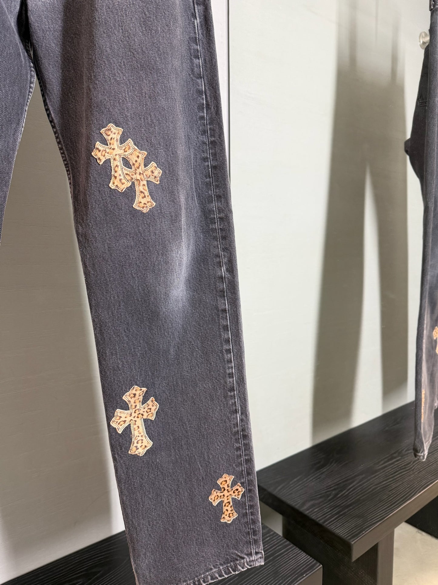 Chrome Hearts Leopard Cross Patch 501 Jeans