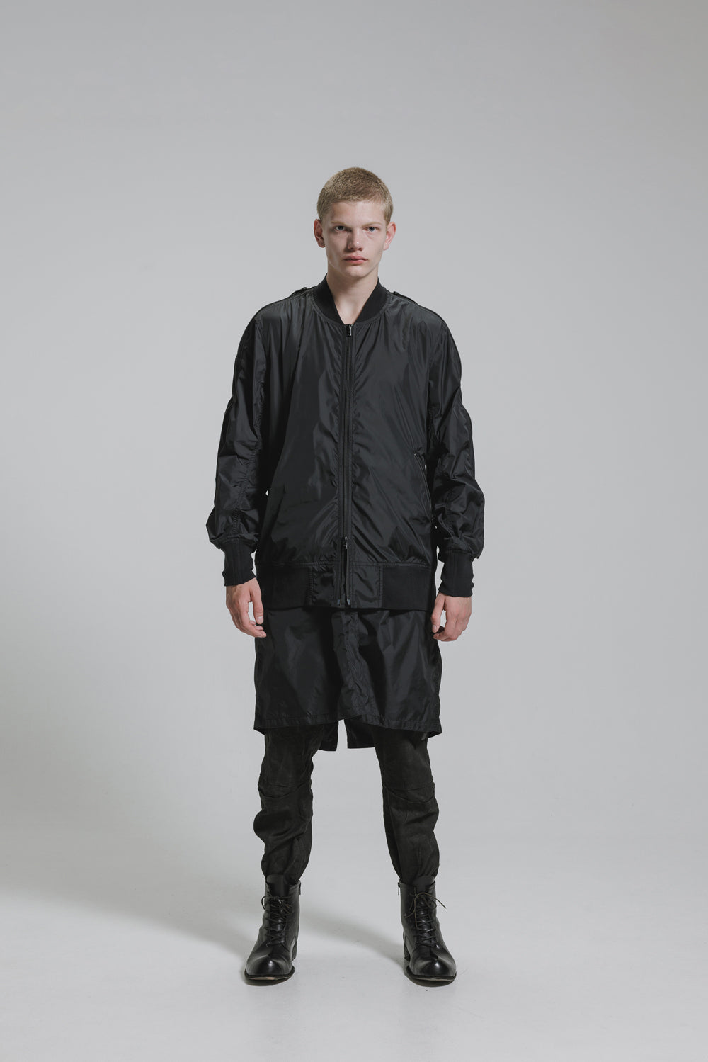 NUDE:MM Nylon Taffeta Oversized Bomber Jacket (Detachable Hem Parts)