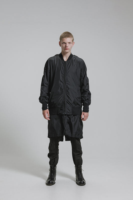 NUDE:MM Nylon Taffeta Oversized Bomber Jacket (Detachable Hem Parts)