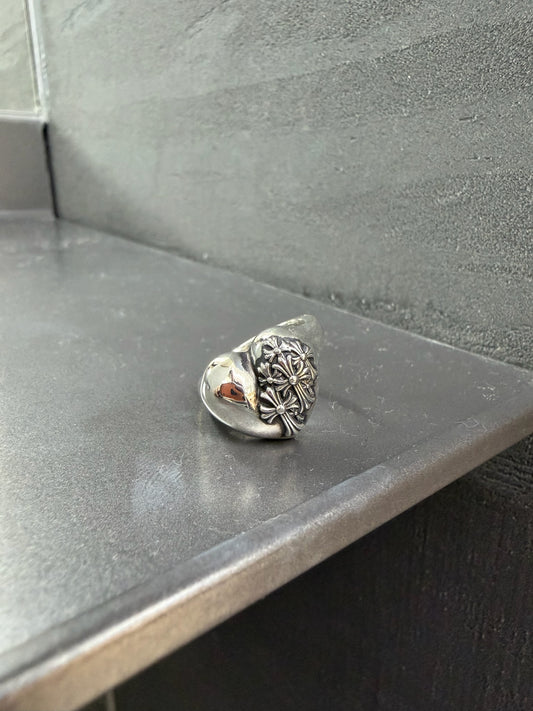 Chrome Hearts Cemetery Cross Heart Ring