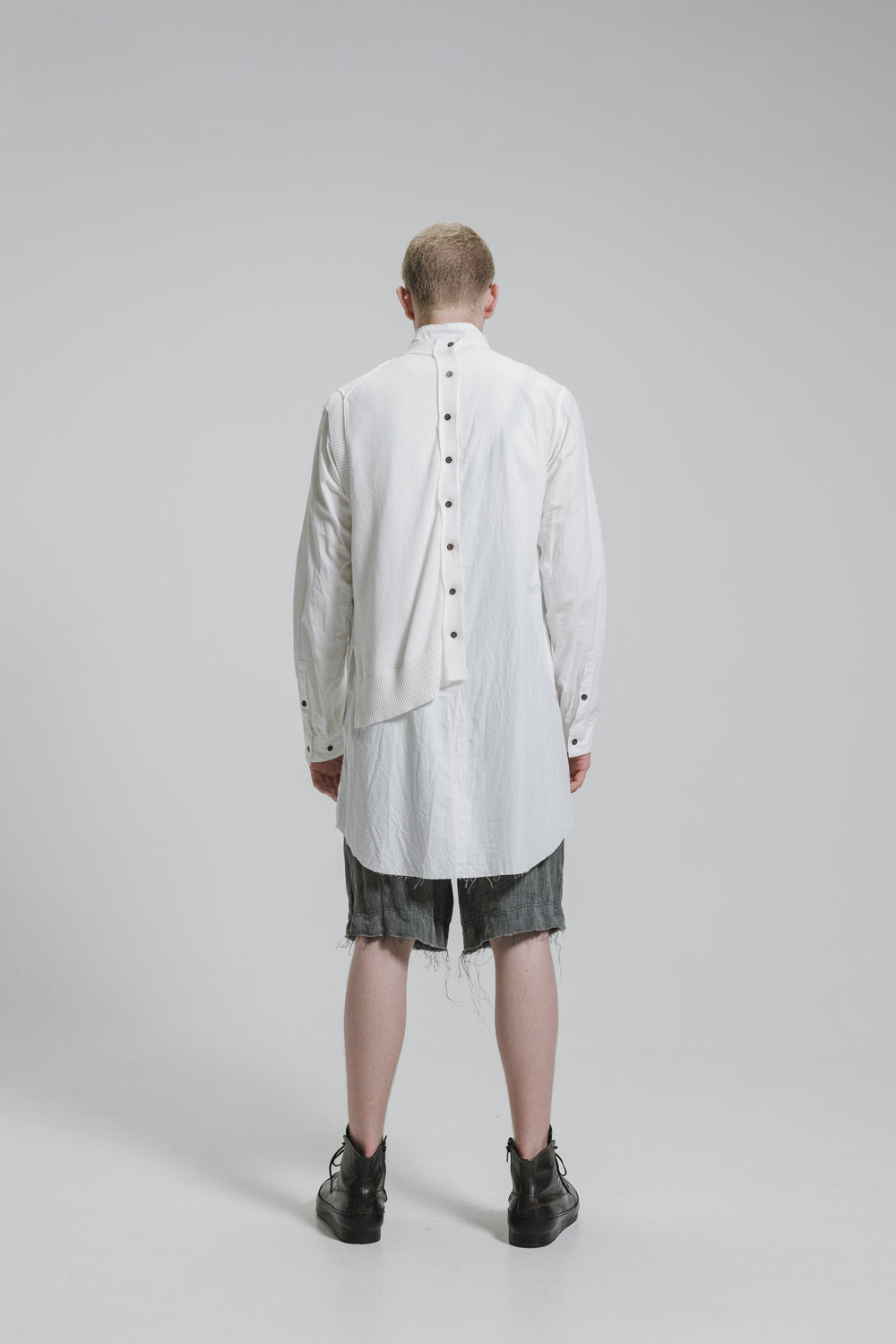 NUDE:MM 80/2 Broad Shirt With 7GG Kint Half Vest