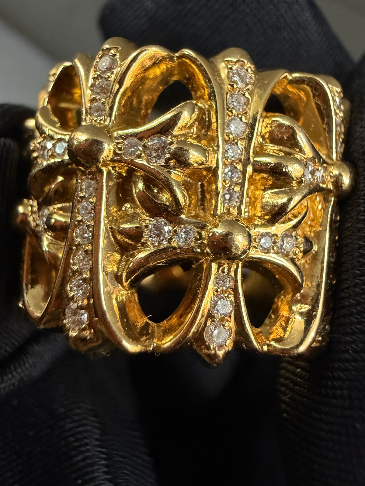 Chrome Hearts 22K Cemetery Ring with Diamonds