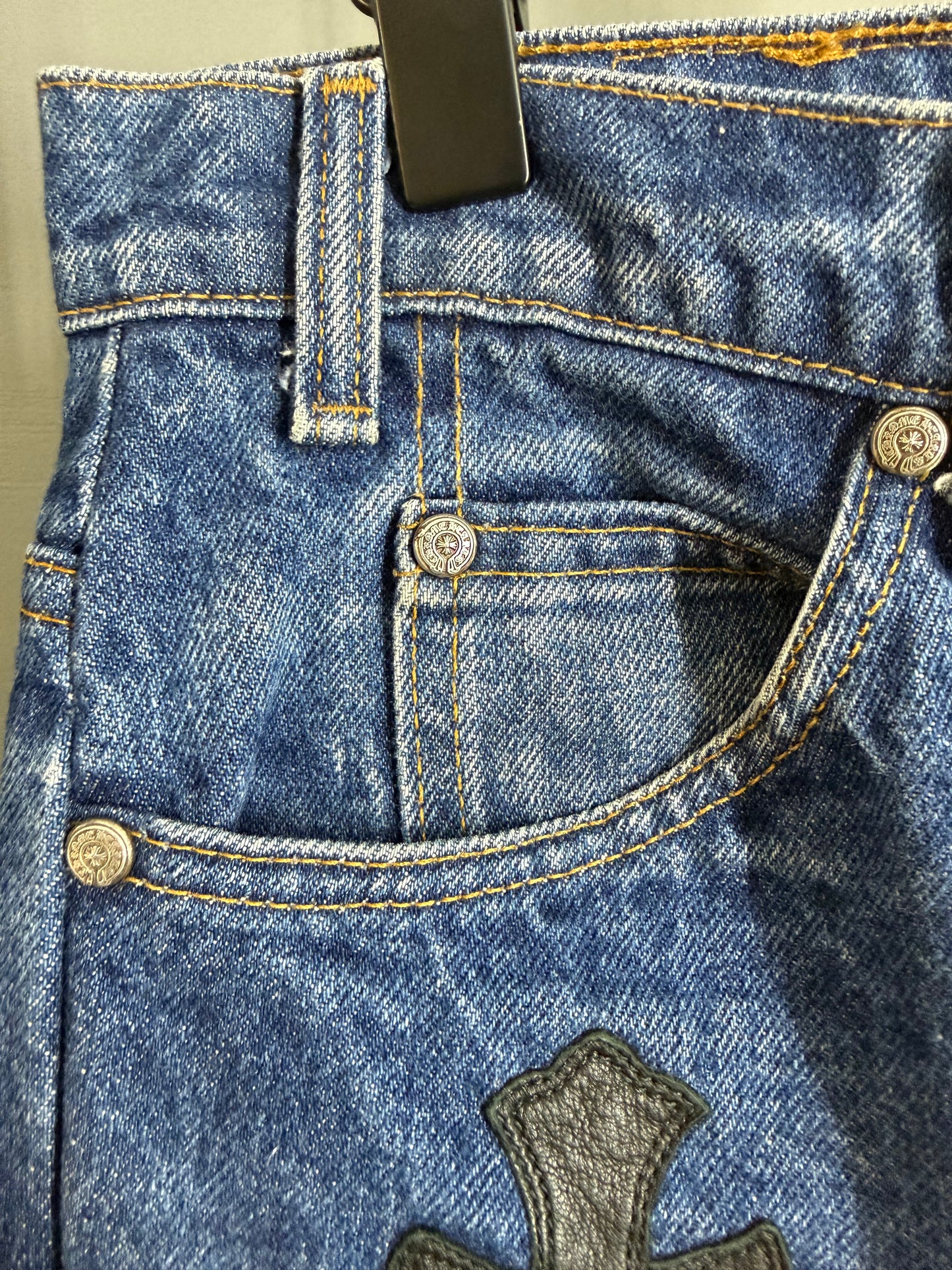 Chrome Hearts Leather Cross Patch 517 Jeans