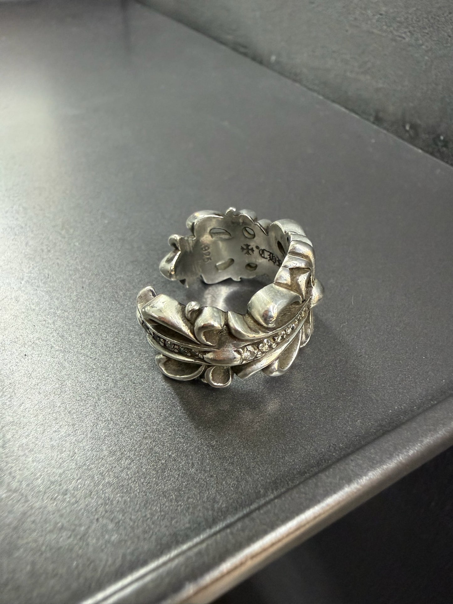 Chrome Hearts Double Floral Cross Ring with Diamond