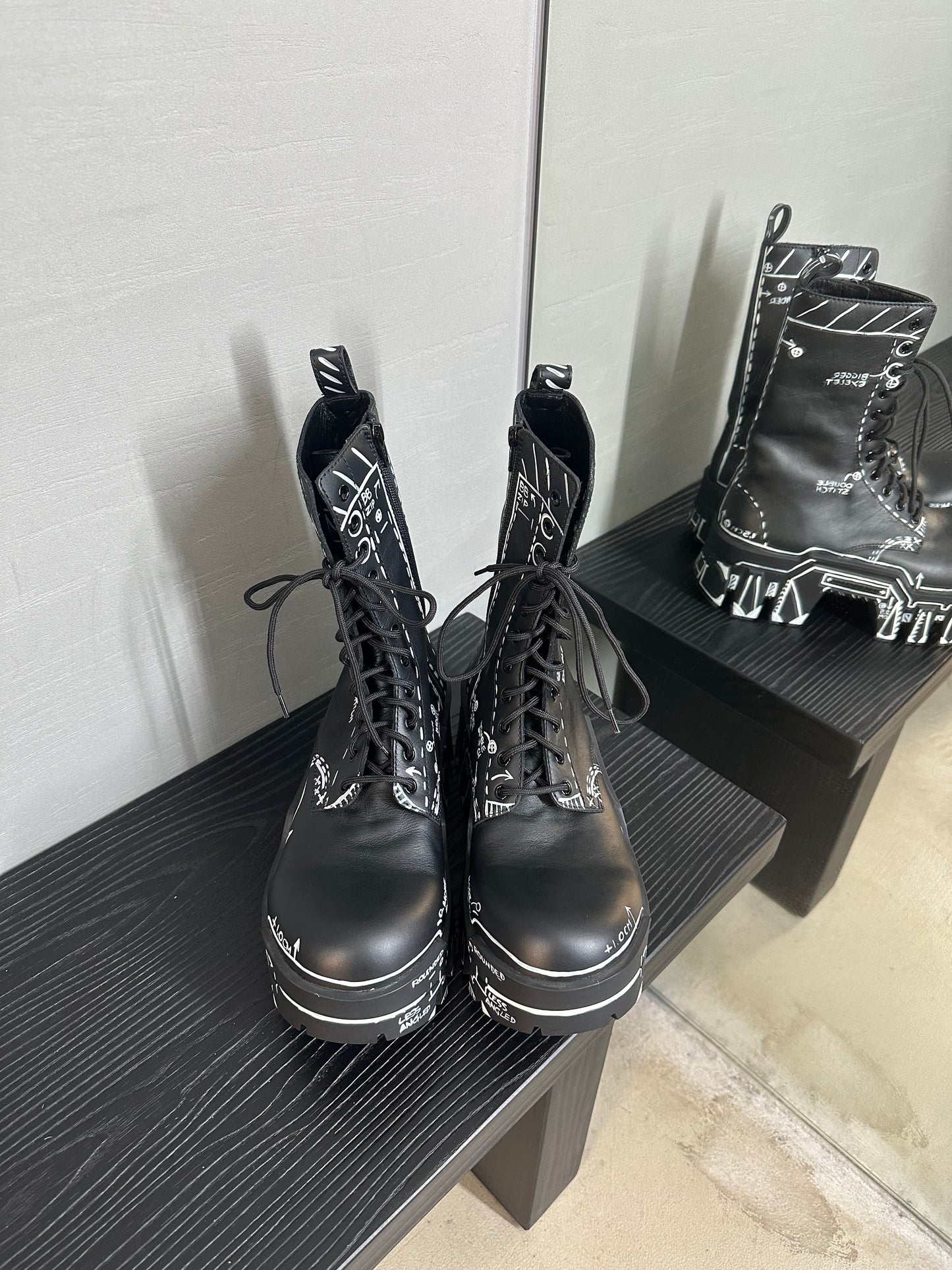 Balenciaga Bulldozer Sketch On Laceup Boots