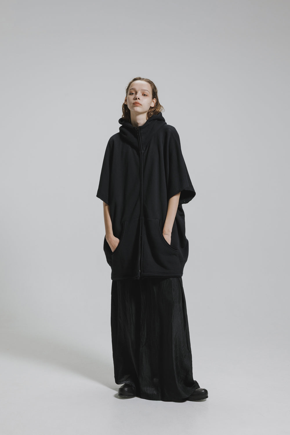 NUDE:MM 30/7 French Terry Oversized Zip Up Hoodie (Detachable Sleeves)