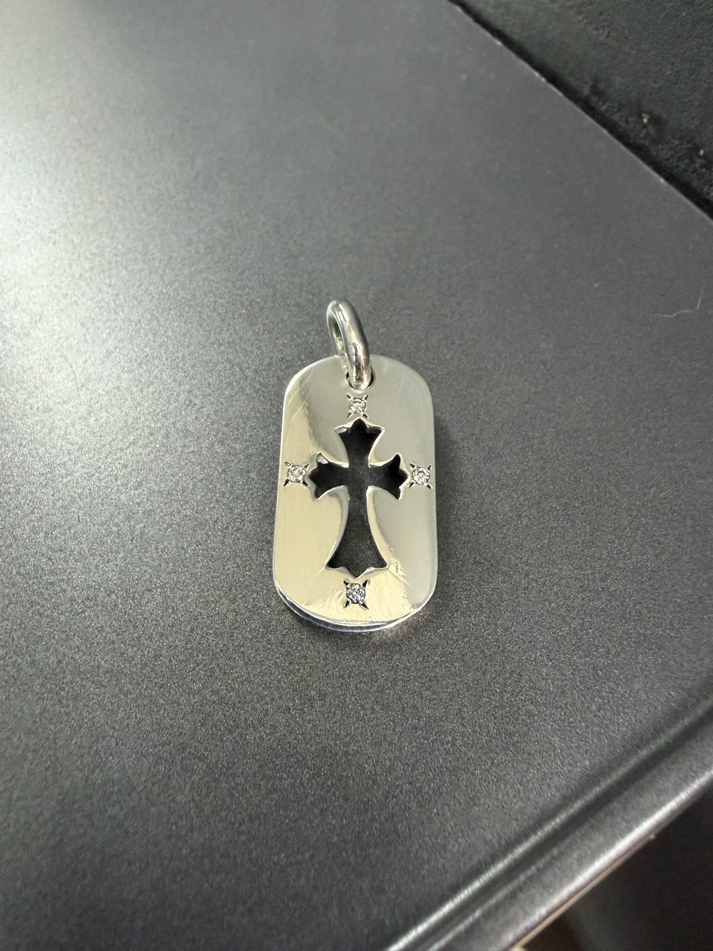 Chrome Hearts Diamonds Dog Tag Necklace