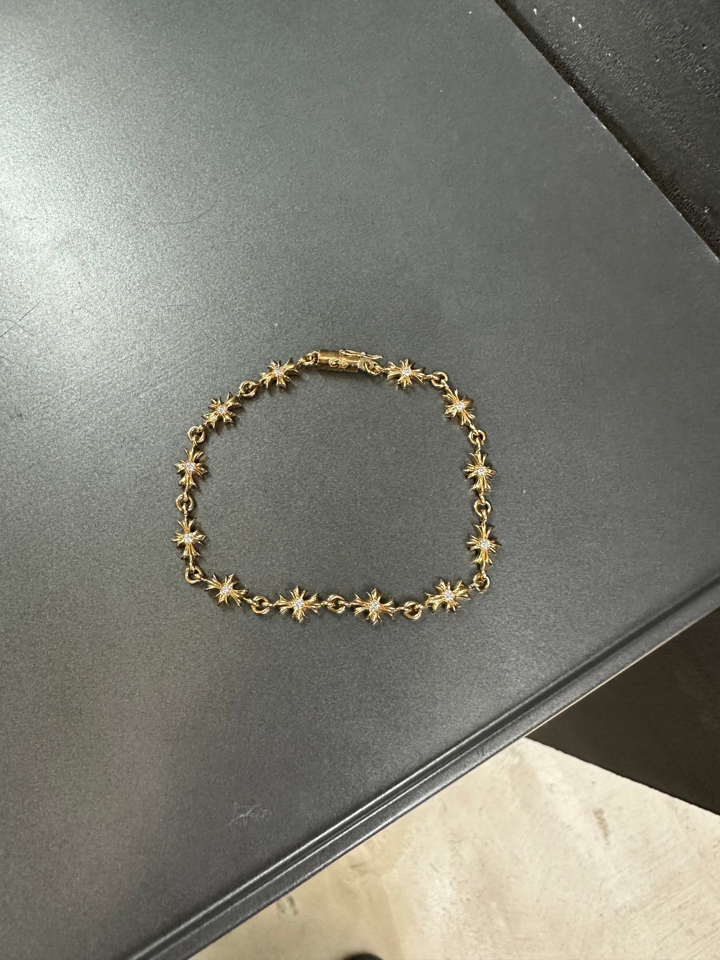 Chrome Hearts 22k Tiny E bracelet with diamonds 12links