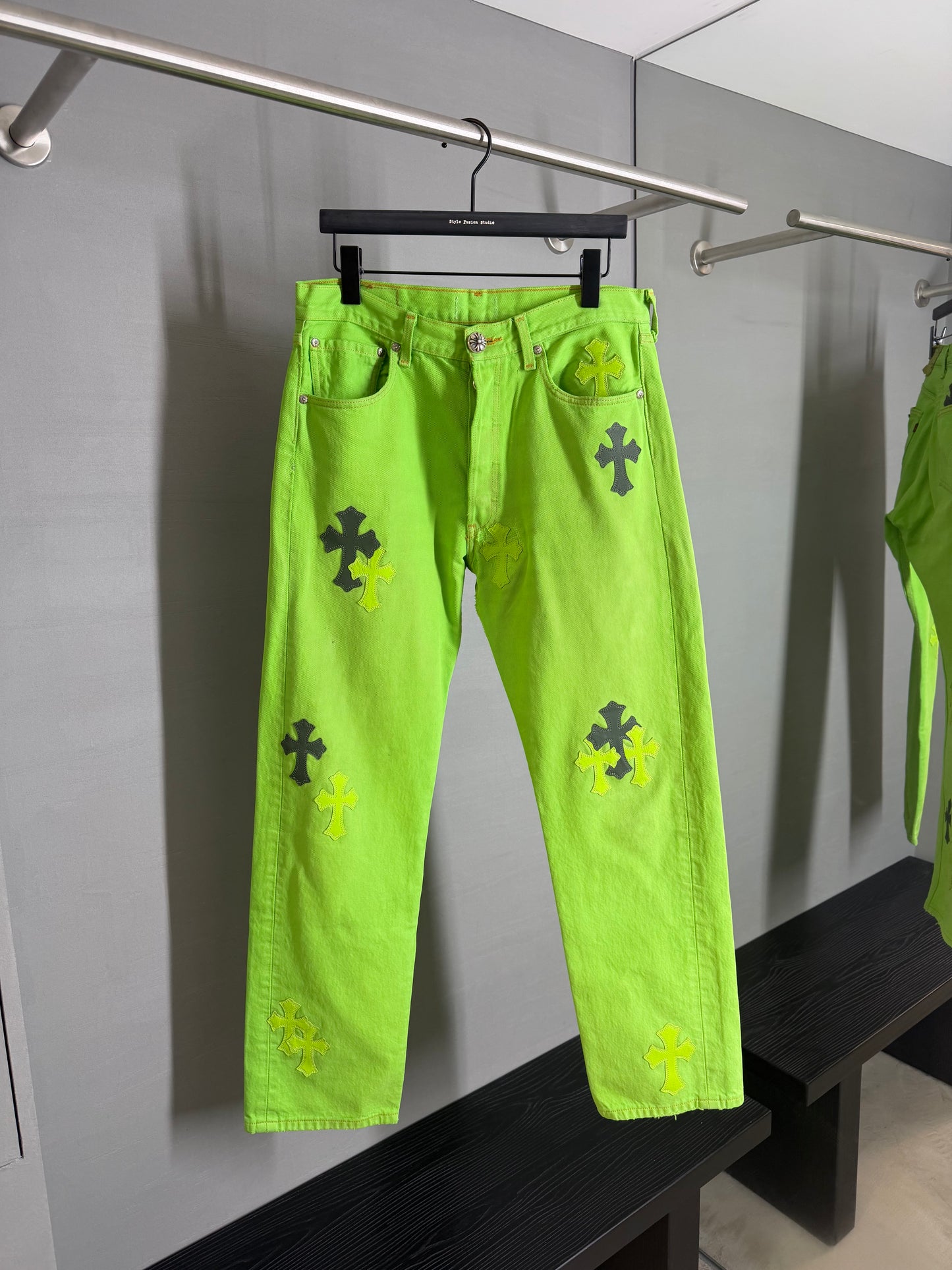 Chrome Hearts x Matty Boy “Sex Records” Cemetery Cross Patch 501 Jeans
