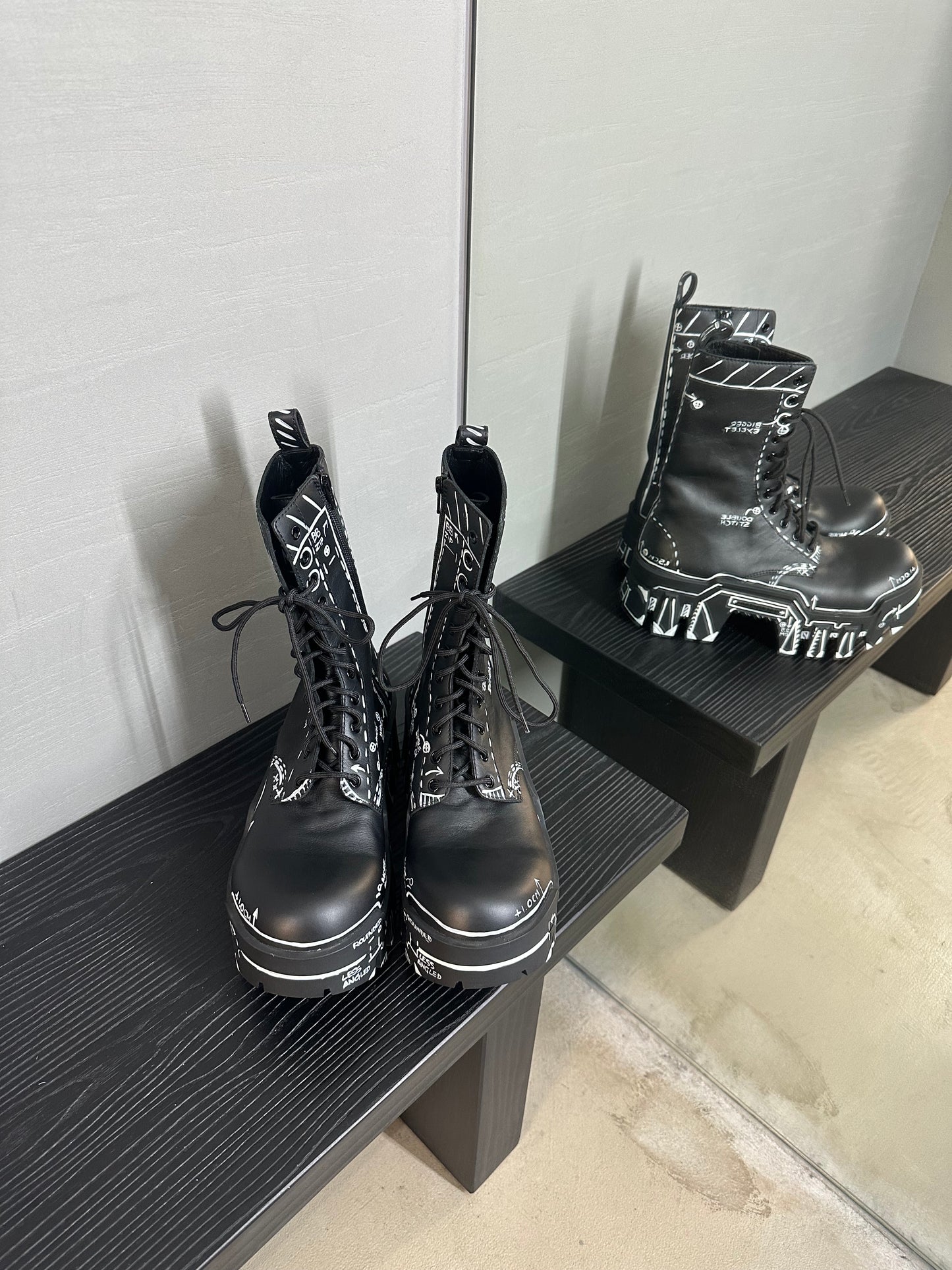 Balenciaga Bulldozer Sketch On Laceup Boots