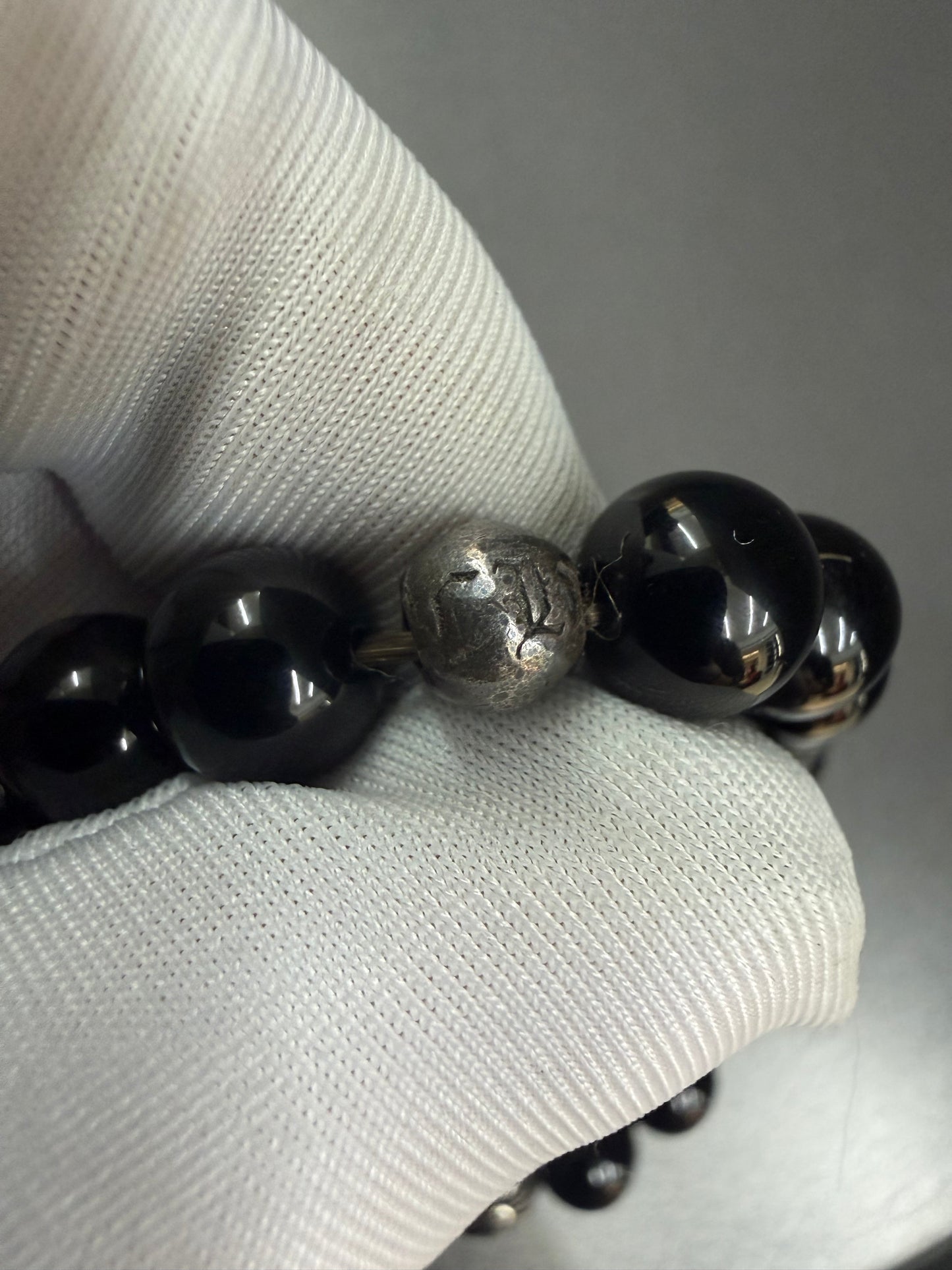Chrome Hearts Black Stones Cross Ball Bracelet 8mm