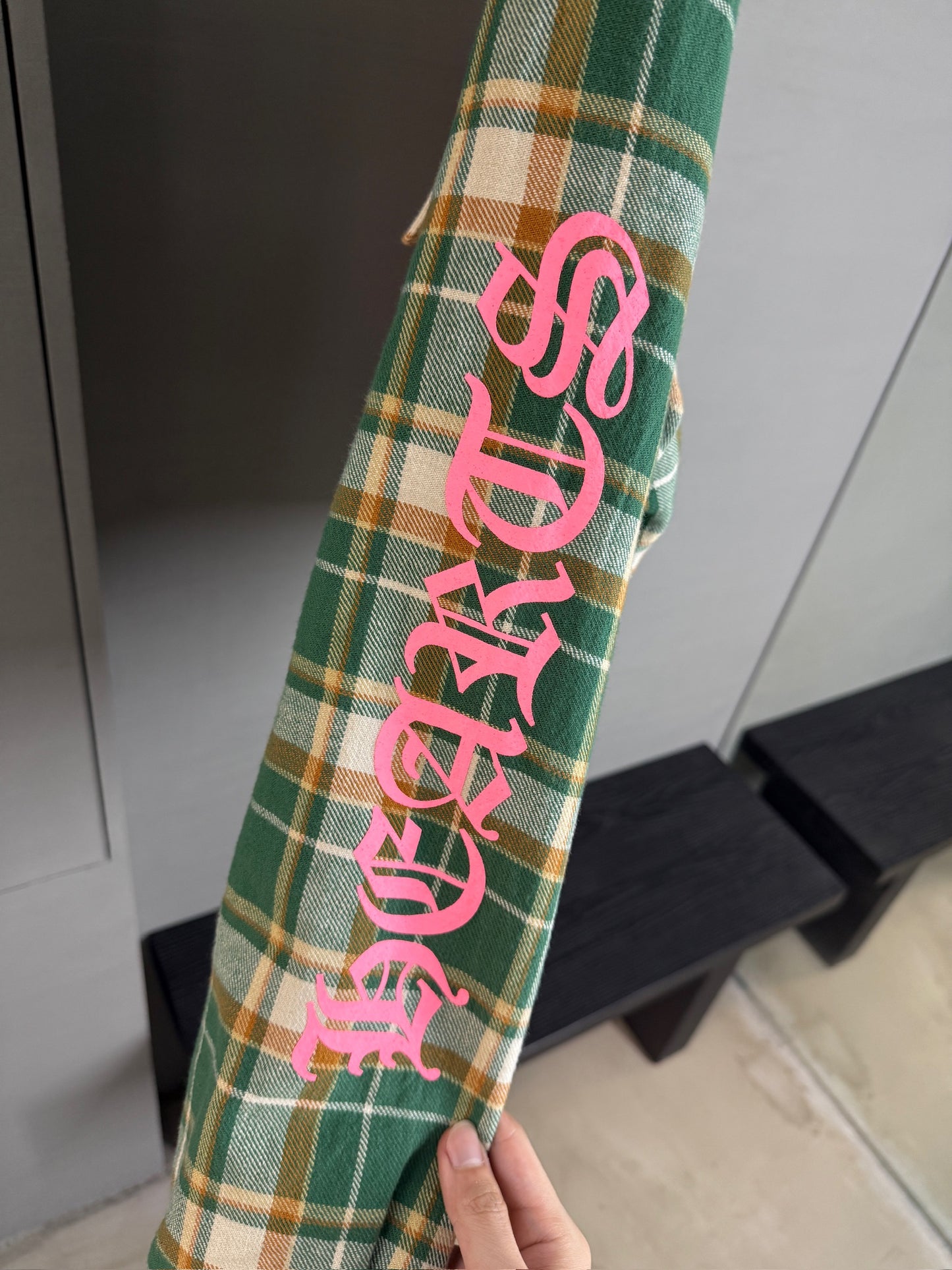 Chrome Hearts Quilted Padded Flannel Plaid Print Jacket