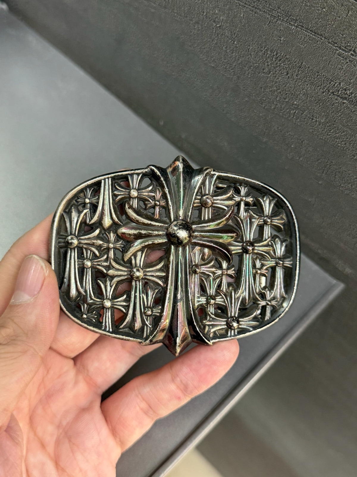 Chrome Hearts Black Rhodium Cemetery Cross Belt Buckle