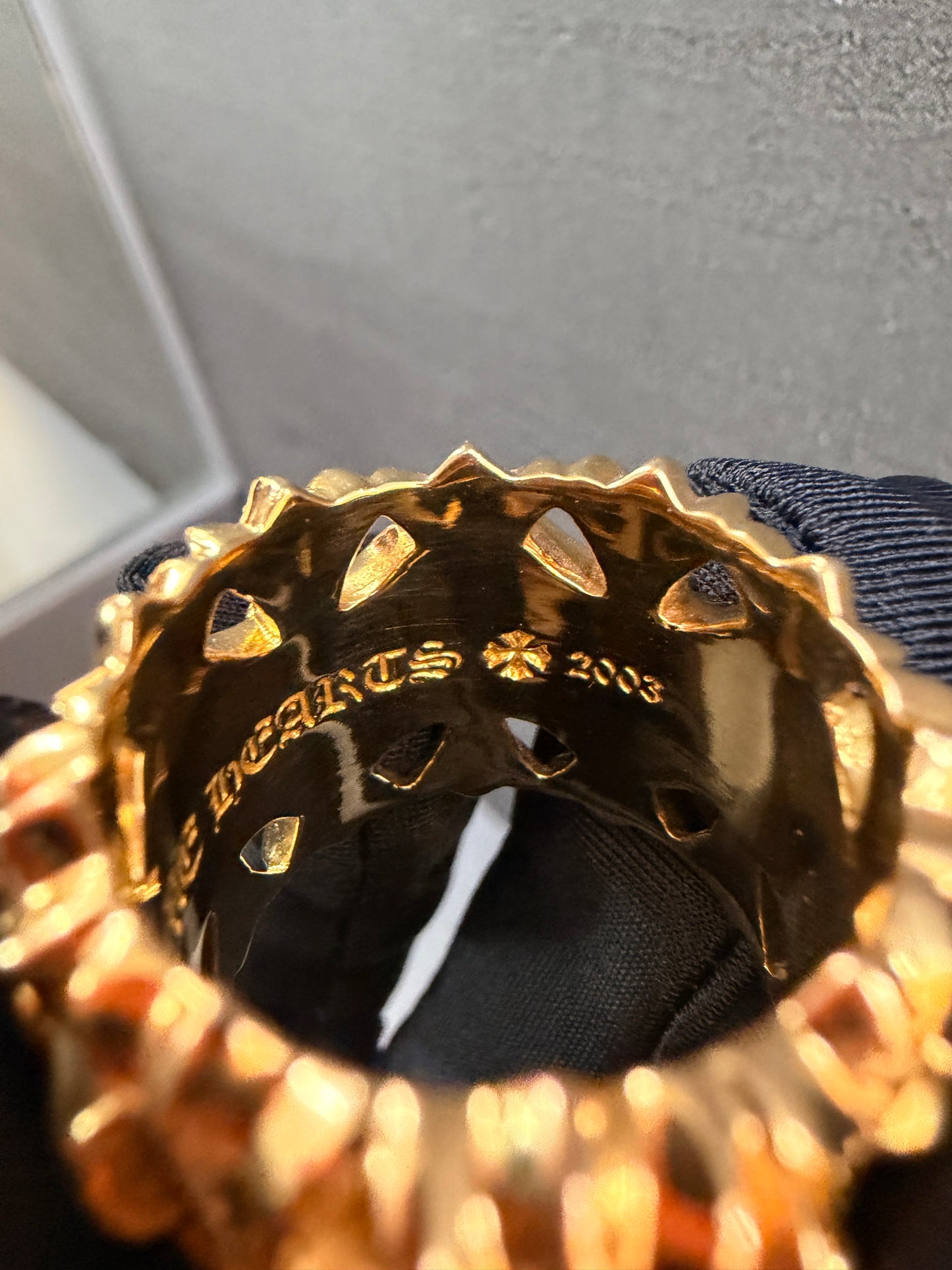 Chrome Hearts 22k Cemetery Cross Ring With Diamonds