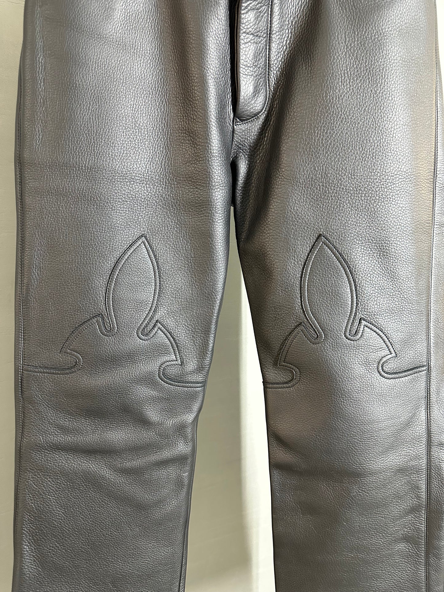 Chrome Hearts Fleur Knee Leather  Pants