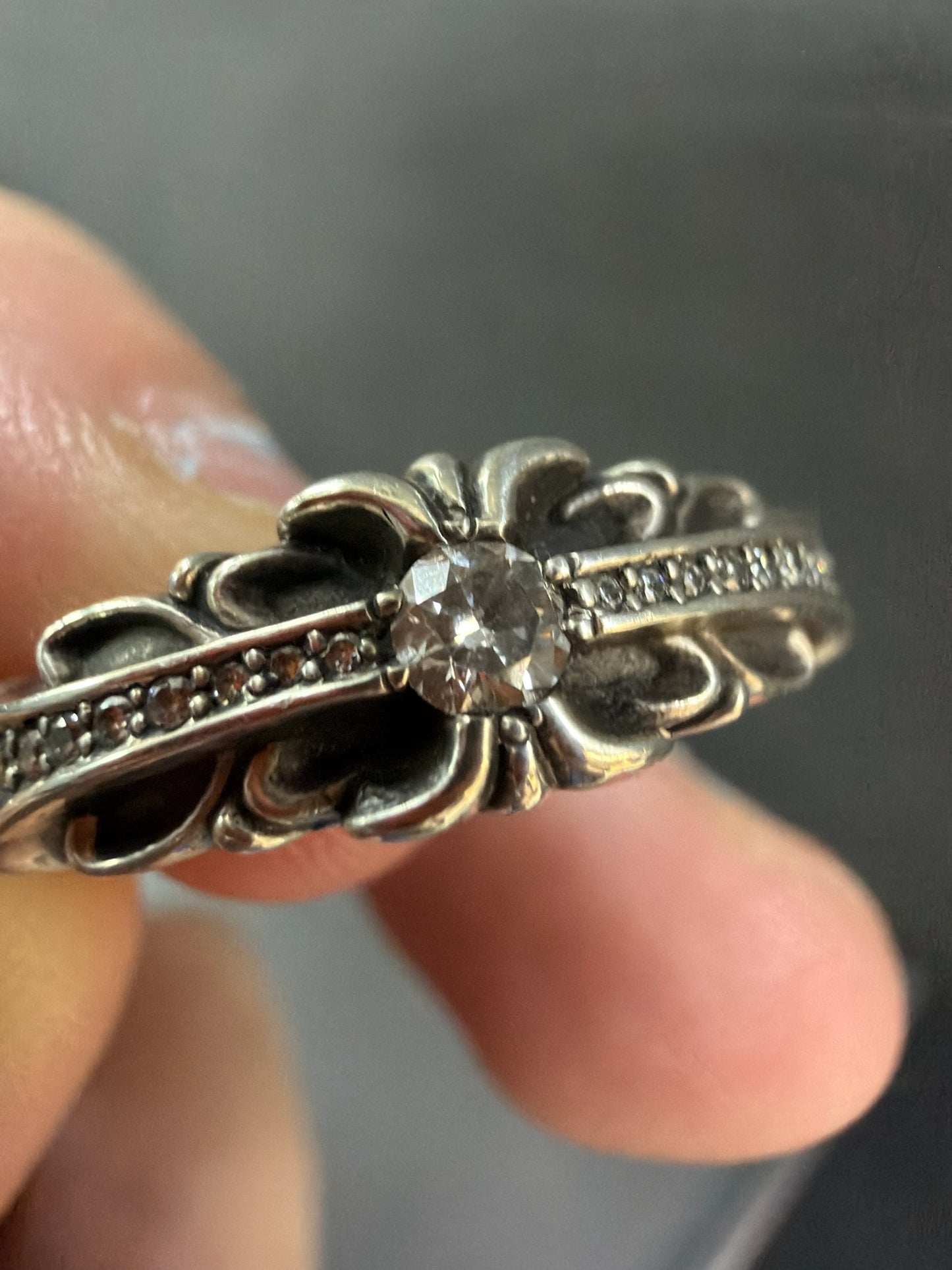 Chrome Hearts Baby Classic Floral Cross Ring with Diamonds