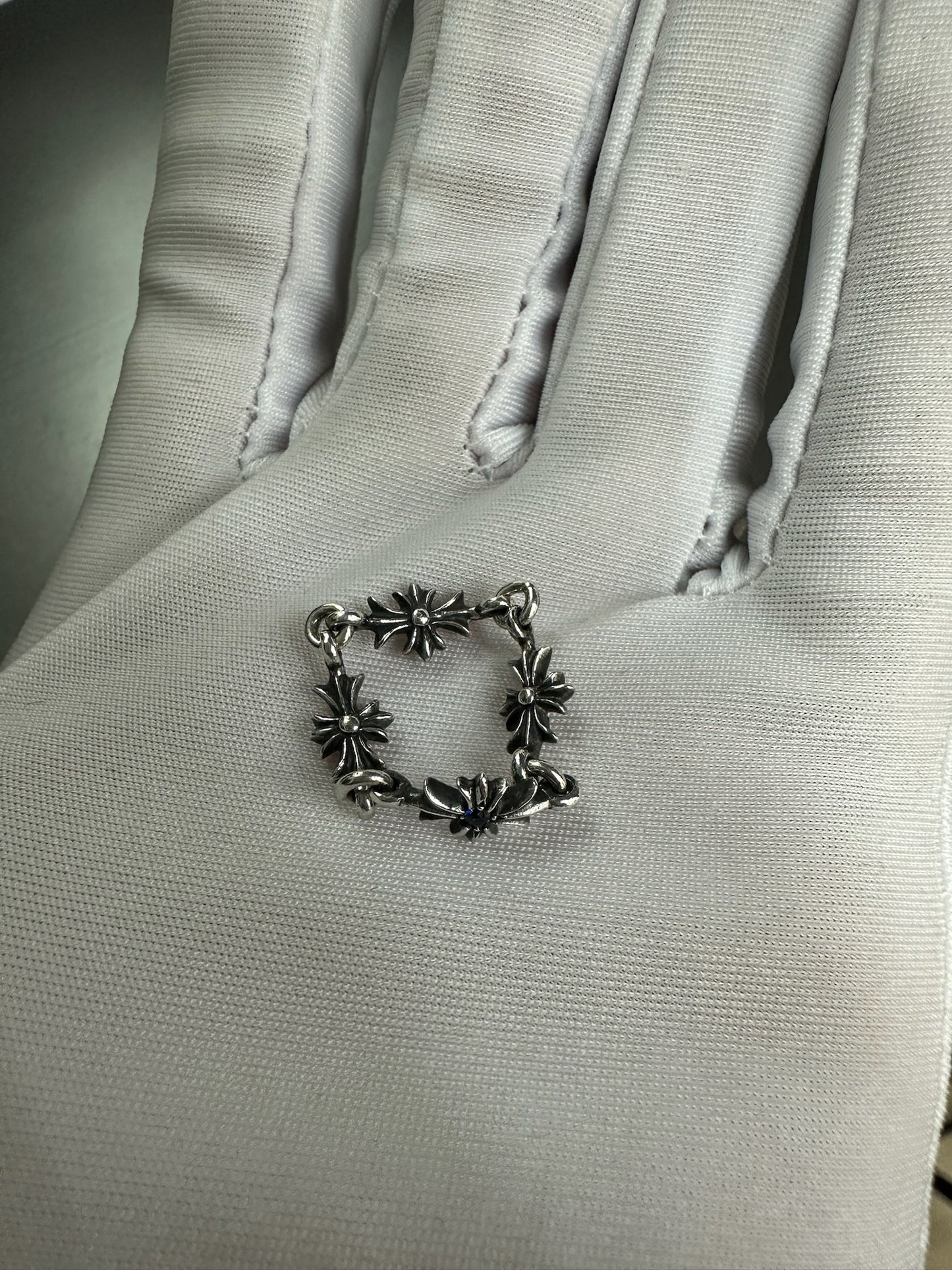 Chrome Hearts Sapphire Tiny E Cross Ring