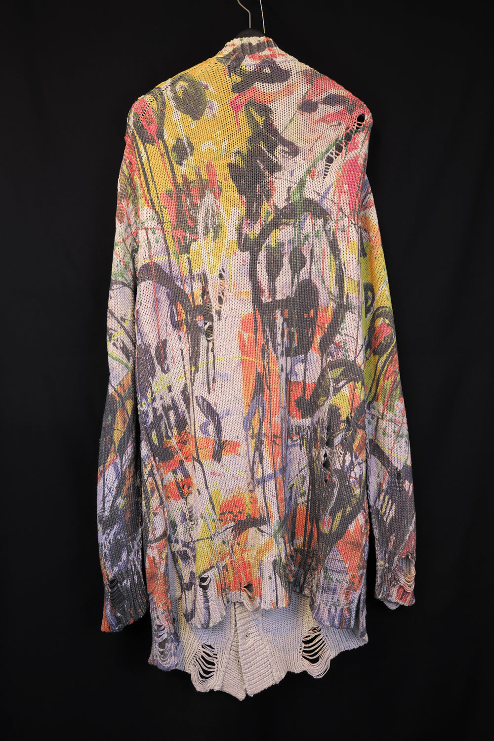 NUDE:MM Inkjet Print Cotton 3GG Damage Knit Cardigan