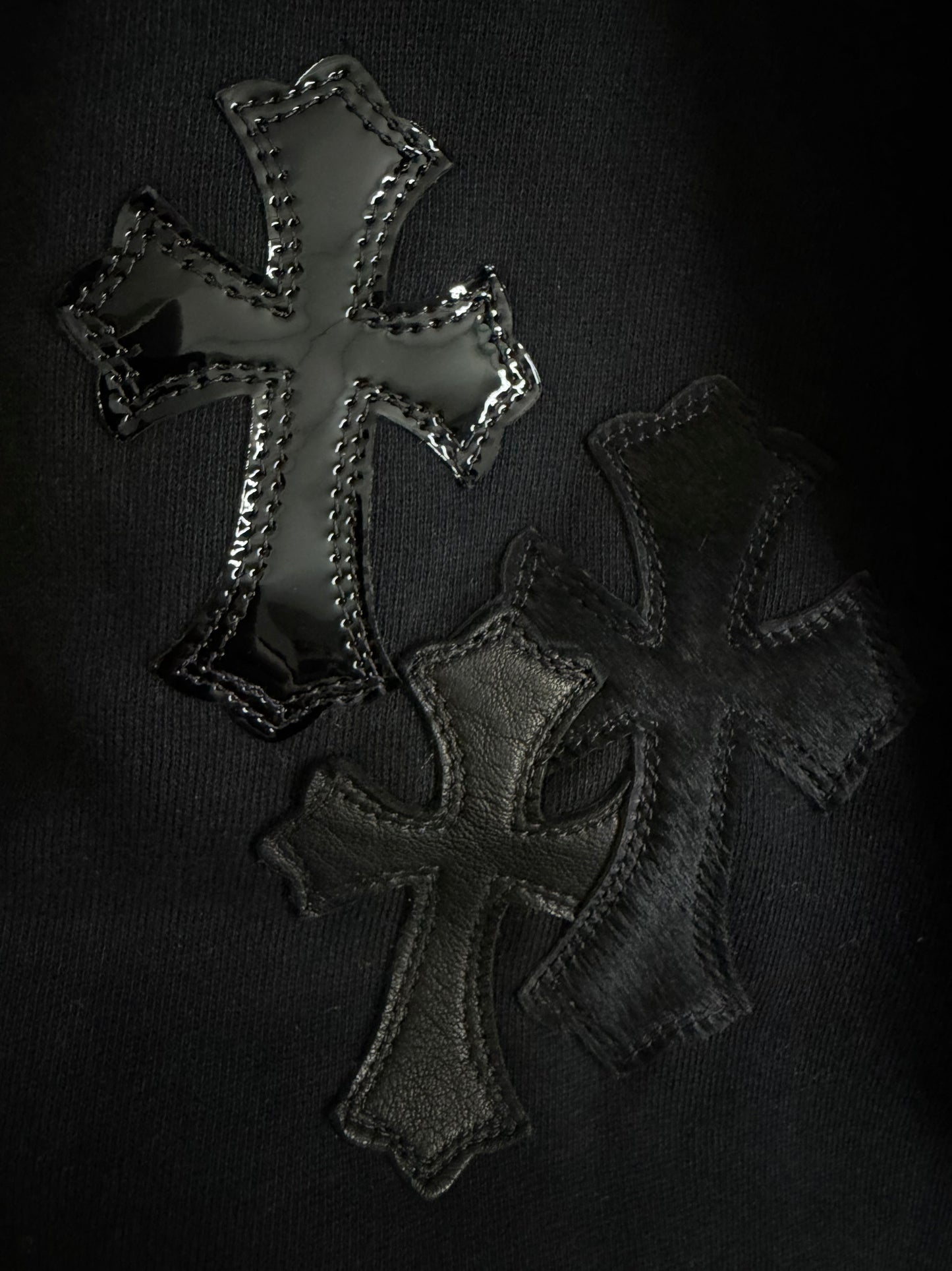 Chrome Hearts Leather/Patent  Cross Patch Half-Zip
