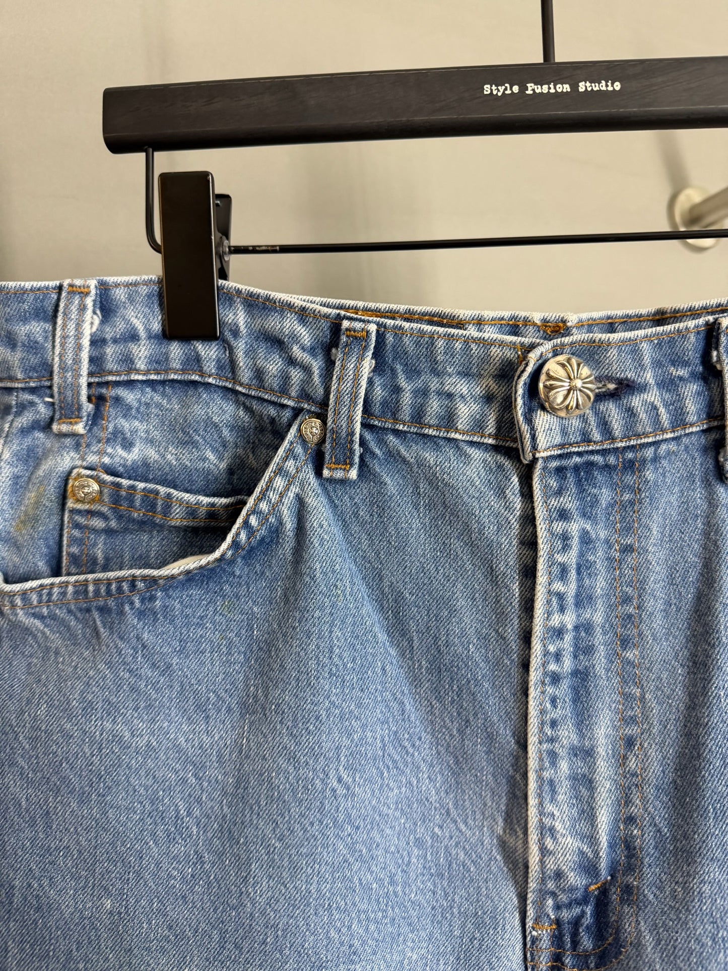 Chrome Hearts Leather Cross Patch 517 Jeans