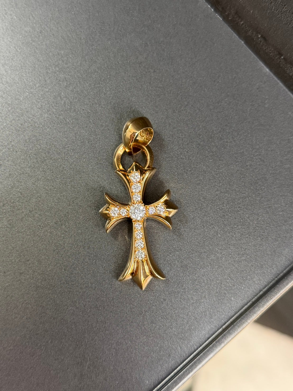 Chrome Hearts 22k Tiny Cross Pendant with Diamonds
