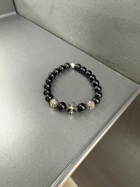 Chrome Hearts Black Stone Bead Bracelet
