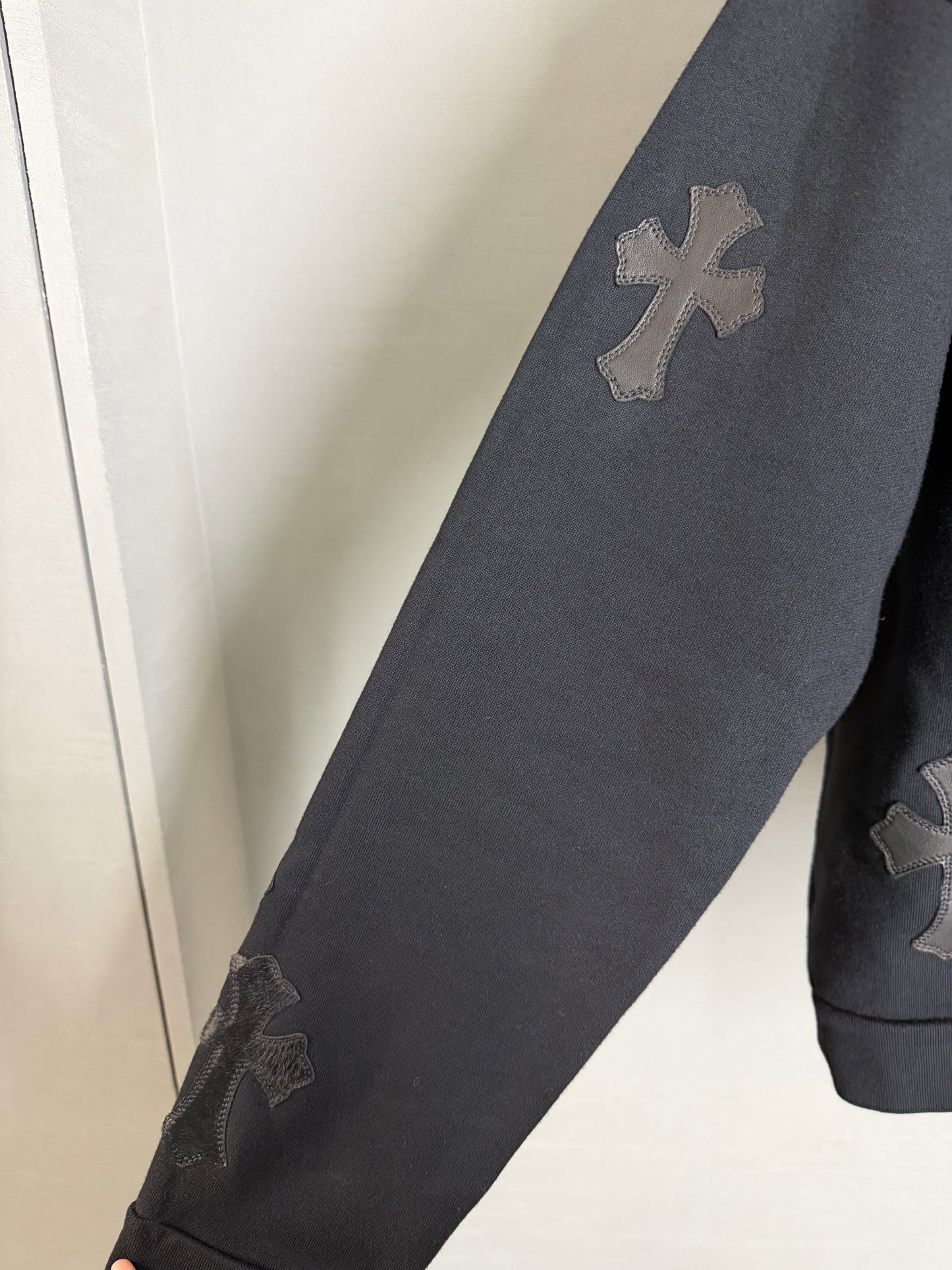 Chrome Hearts Leather/Patent  Cross Patch Half-Zip