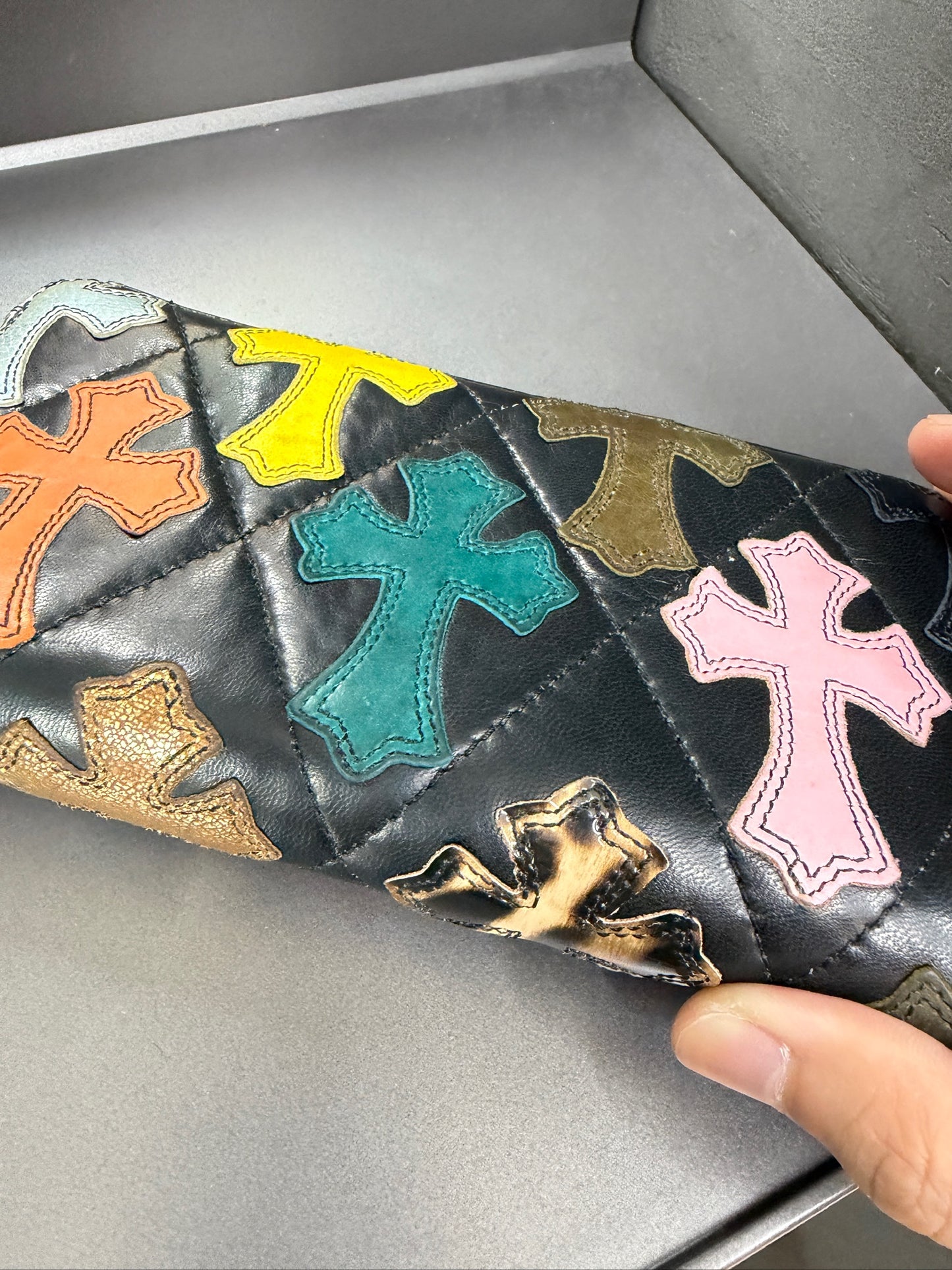 Chrome Hearts Multi-color Leather Cross Patch Zip Wallet