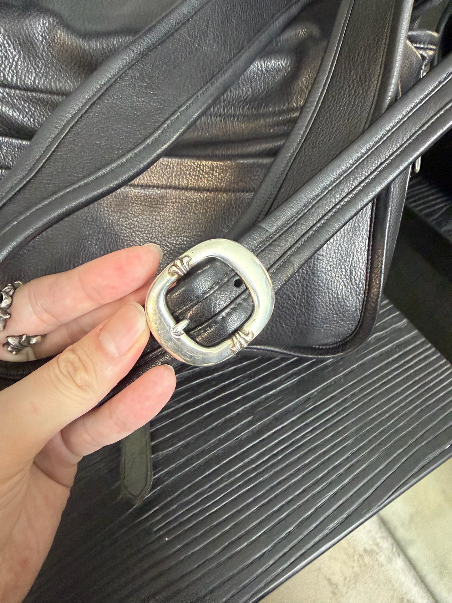 Chrome Hearts Cross Leather Messenger Shoulder Bag