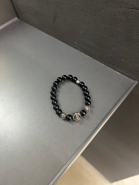 Chrome Hearts Black Stone Bead Bracelet