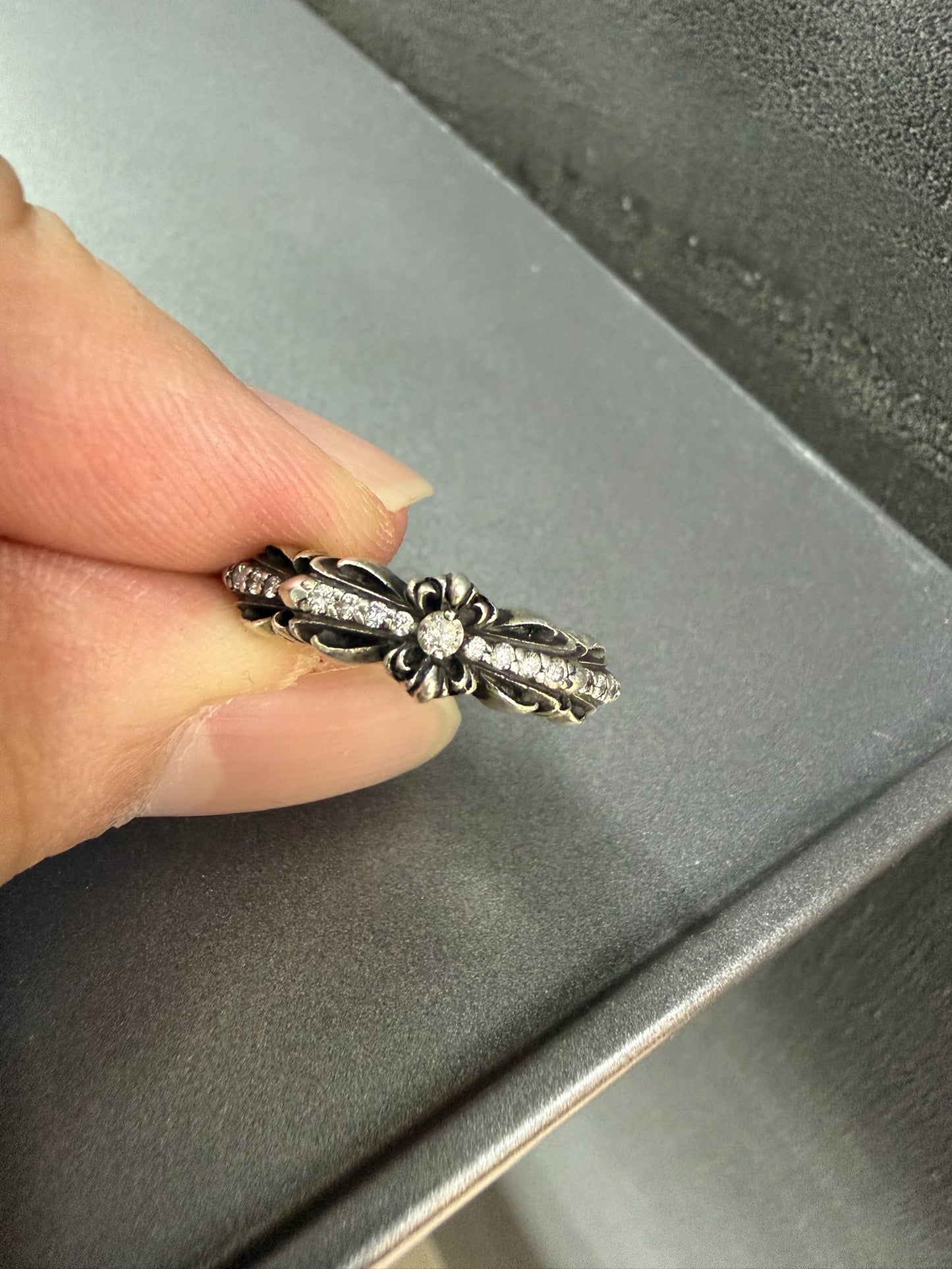 Chrome Hearts Baby Classic Diamonds Paved Floral Ring