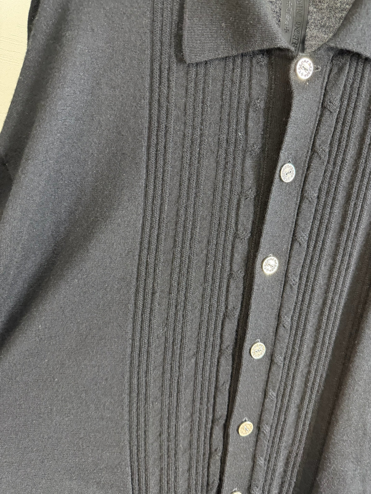 Chrome Hearts Silk Cashmere Cross Patch Switchblade Cardigan