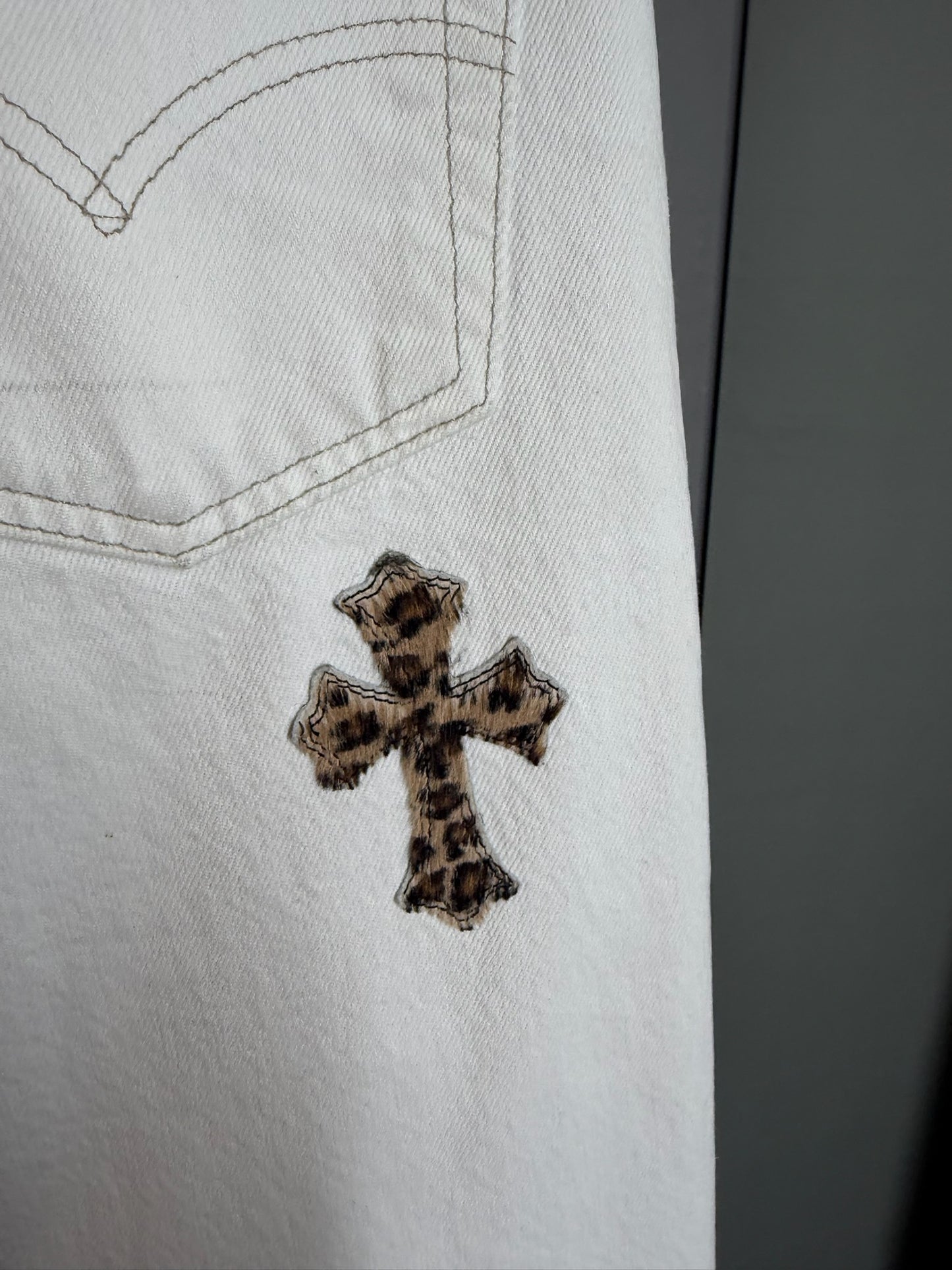 Chrome Hearts Levi’s 501 Leopard Cross Patch Jeans