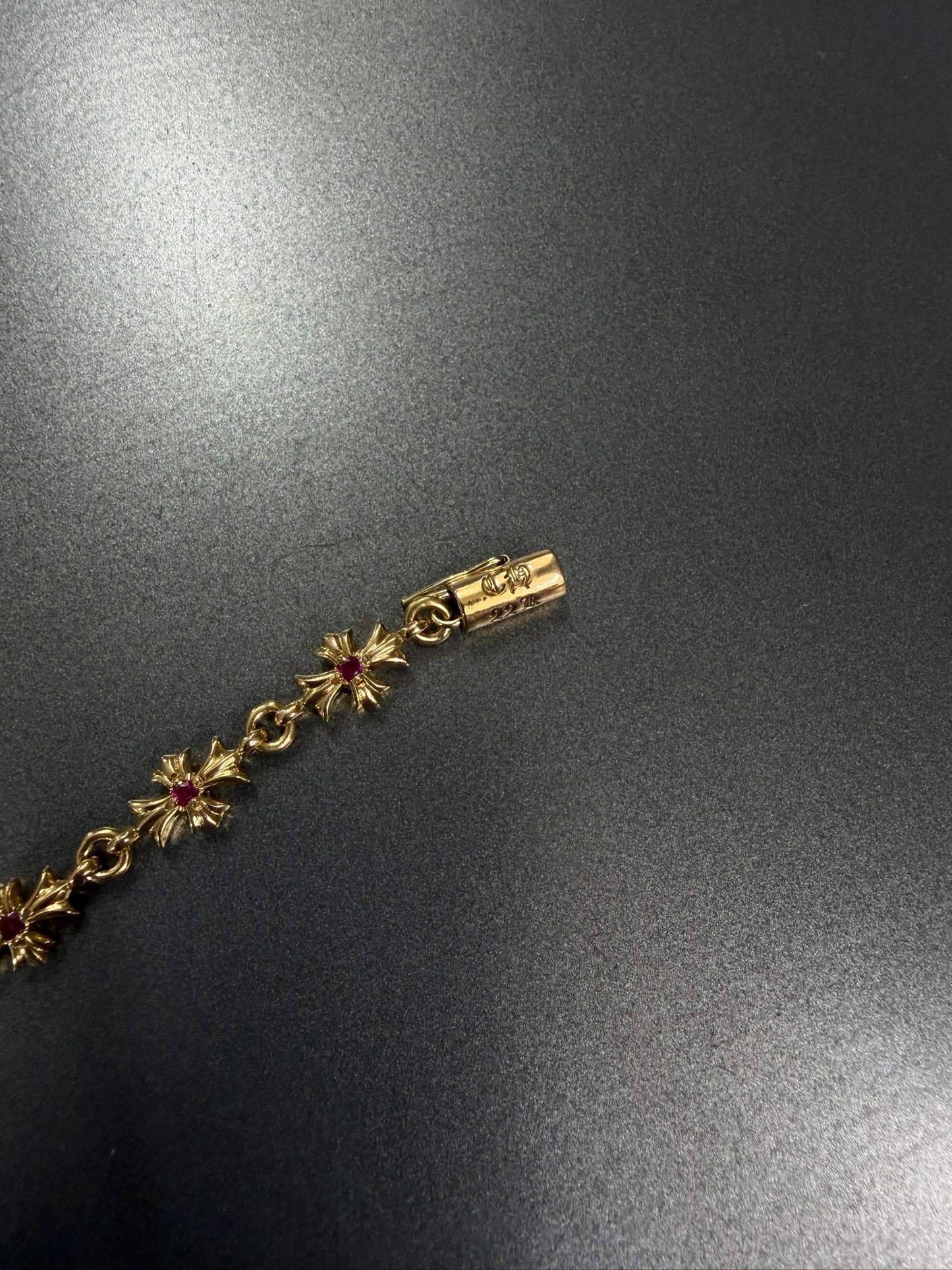 Chrome Hearts 22K Ruby Tiny E Bracelet 12 Links