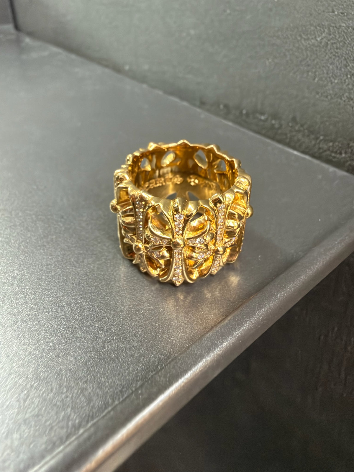 Chrome Hearts 22K Cemetery Ring with Diamonds