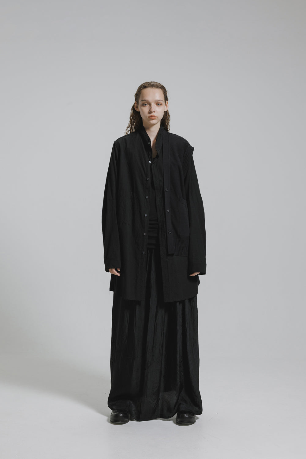 NUDE:MM 80/2 Broad Shirt With 7GG Kint Half Vest