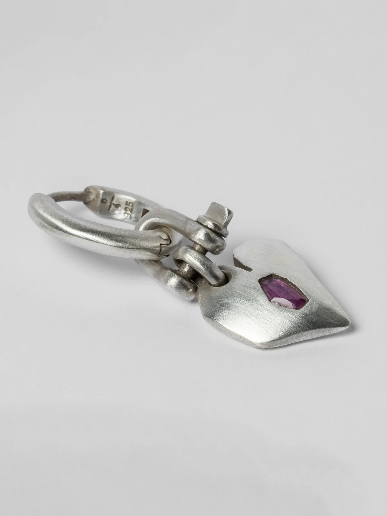 Chrome Hearts Jazz's Solid Heart Earring (Extra Small, 0.2 CT, Ruby Slice, MA+RUB)