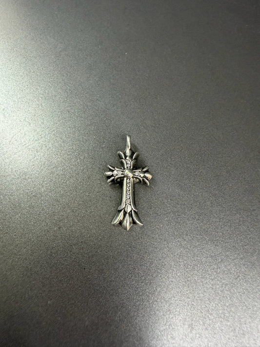 Chrome Hearts DBL Double Cross Pendant with Diamonds