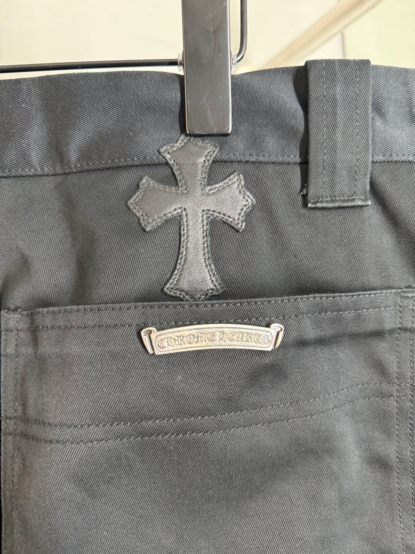 Chrome Hearts Leopard leather cross patch carpenter pants