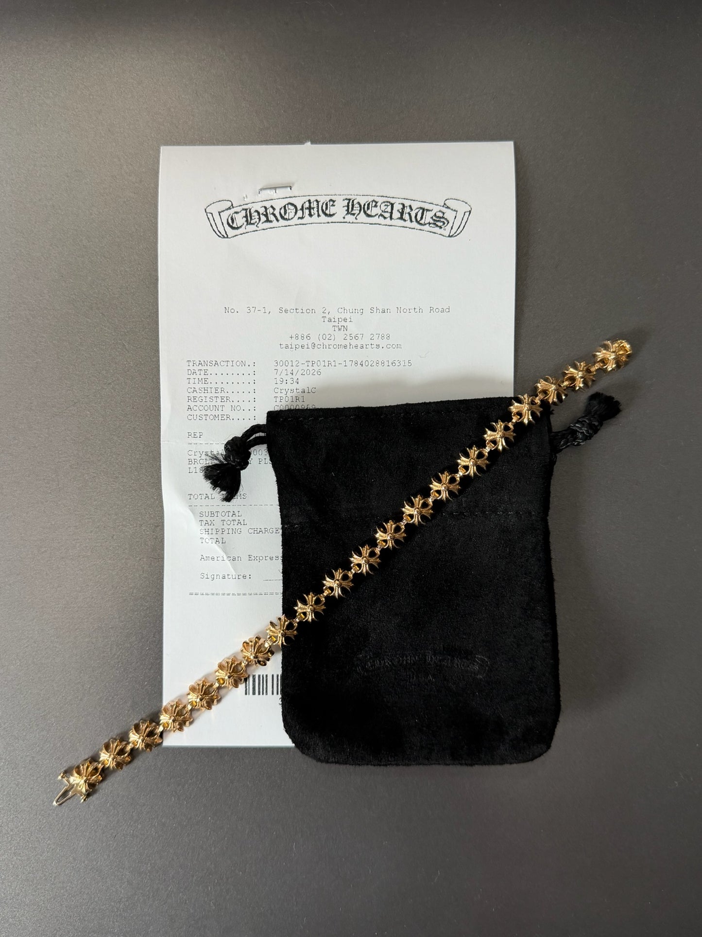Chrome Hearts 22K Tiny Plus Bracelet 20 Links