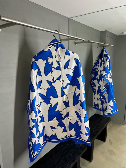 Chrome Hearts CH Cross Print Silk Scarf