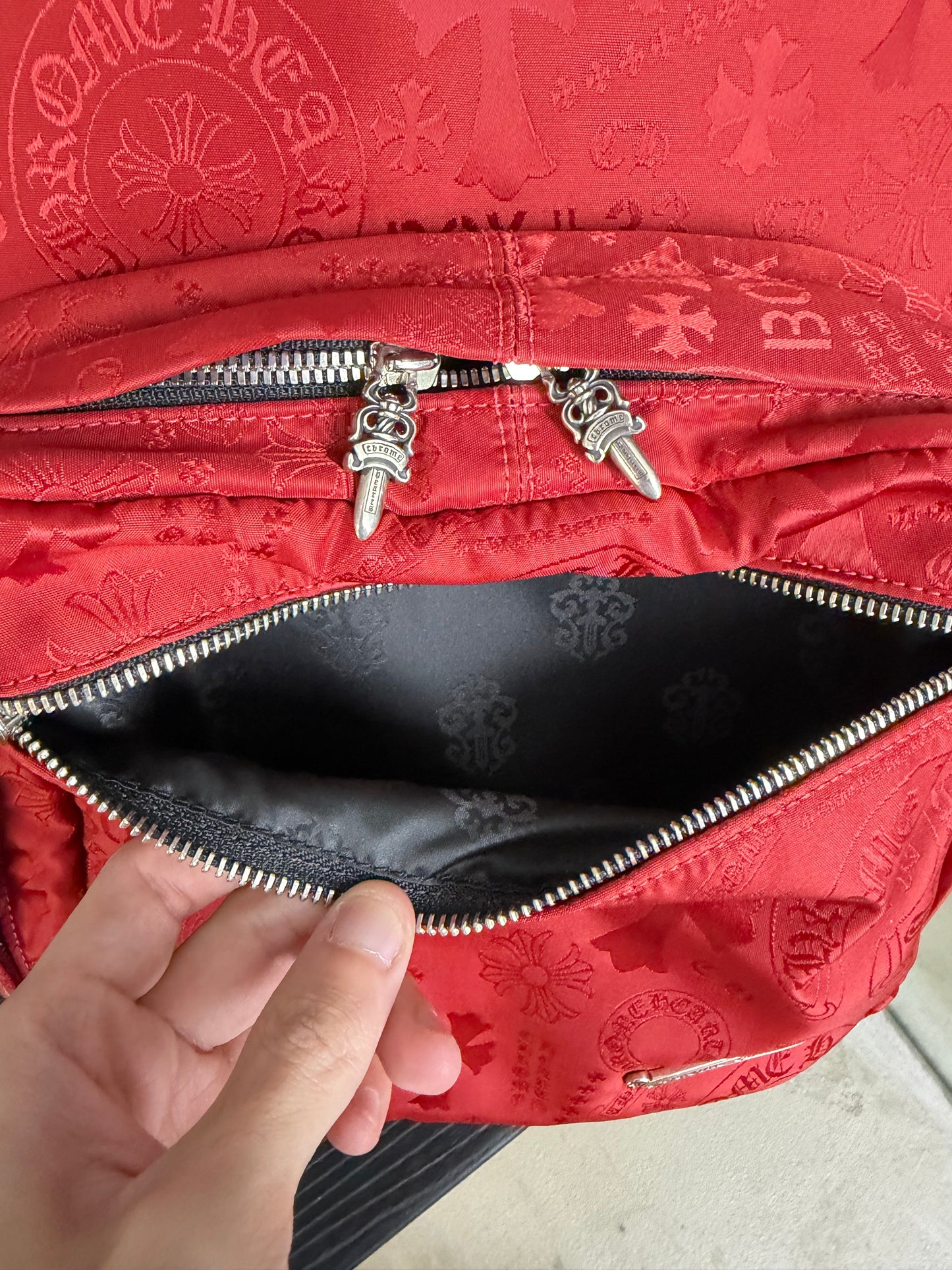 Chrome Hearts Nylon Stencil Red Backpack