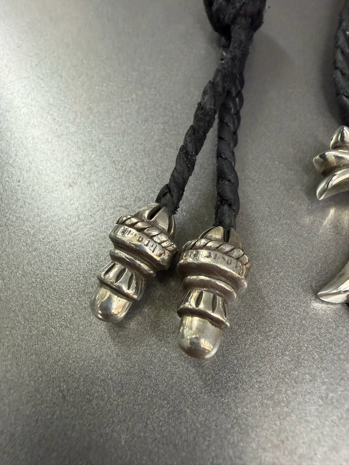 Chrome Hearts Cross Pendant Leather Braided Necklace