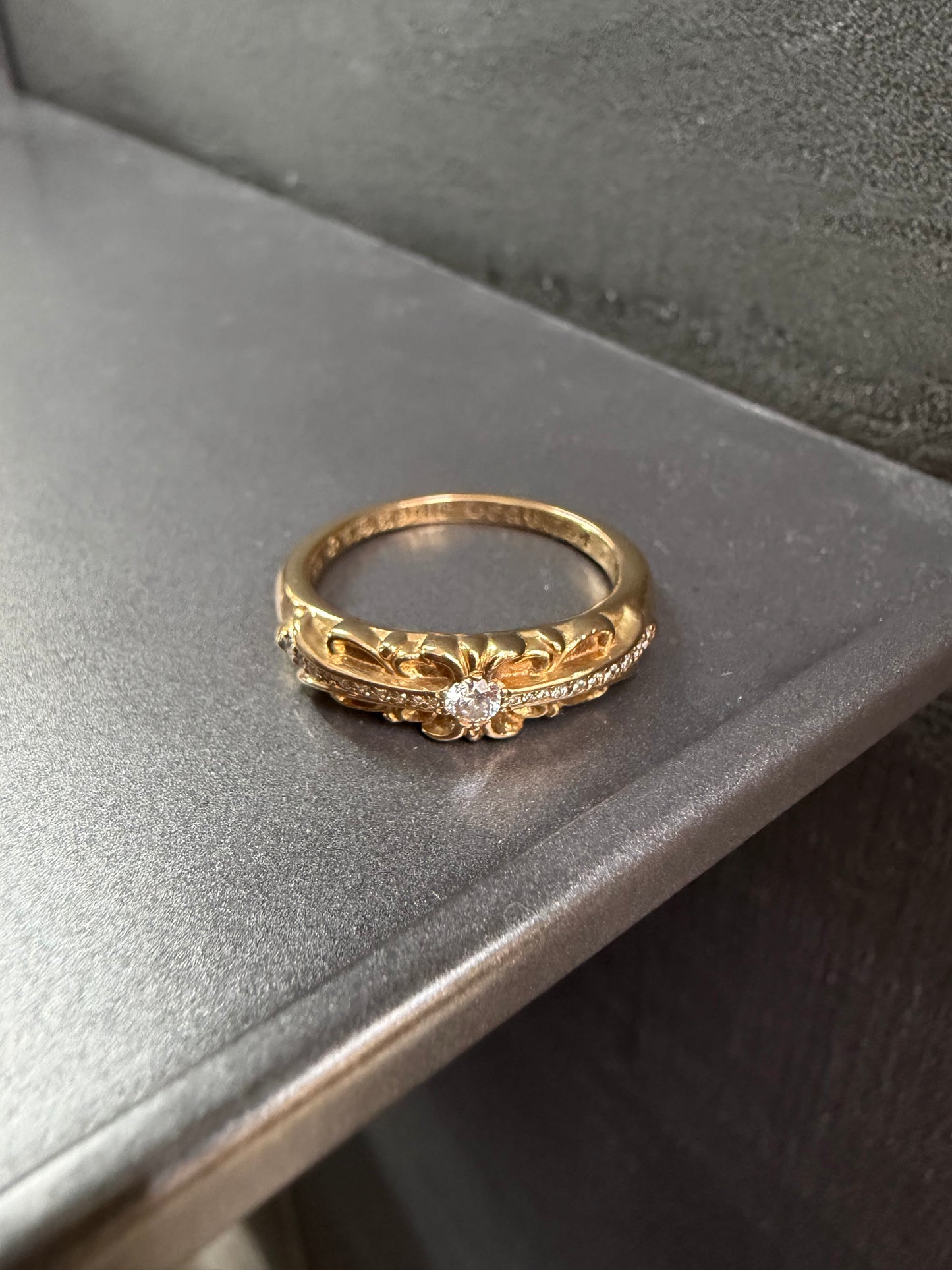 Chrome Hearts 22k Baby Classic Floral Cross Ring with Diamonds