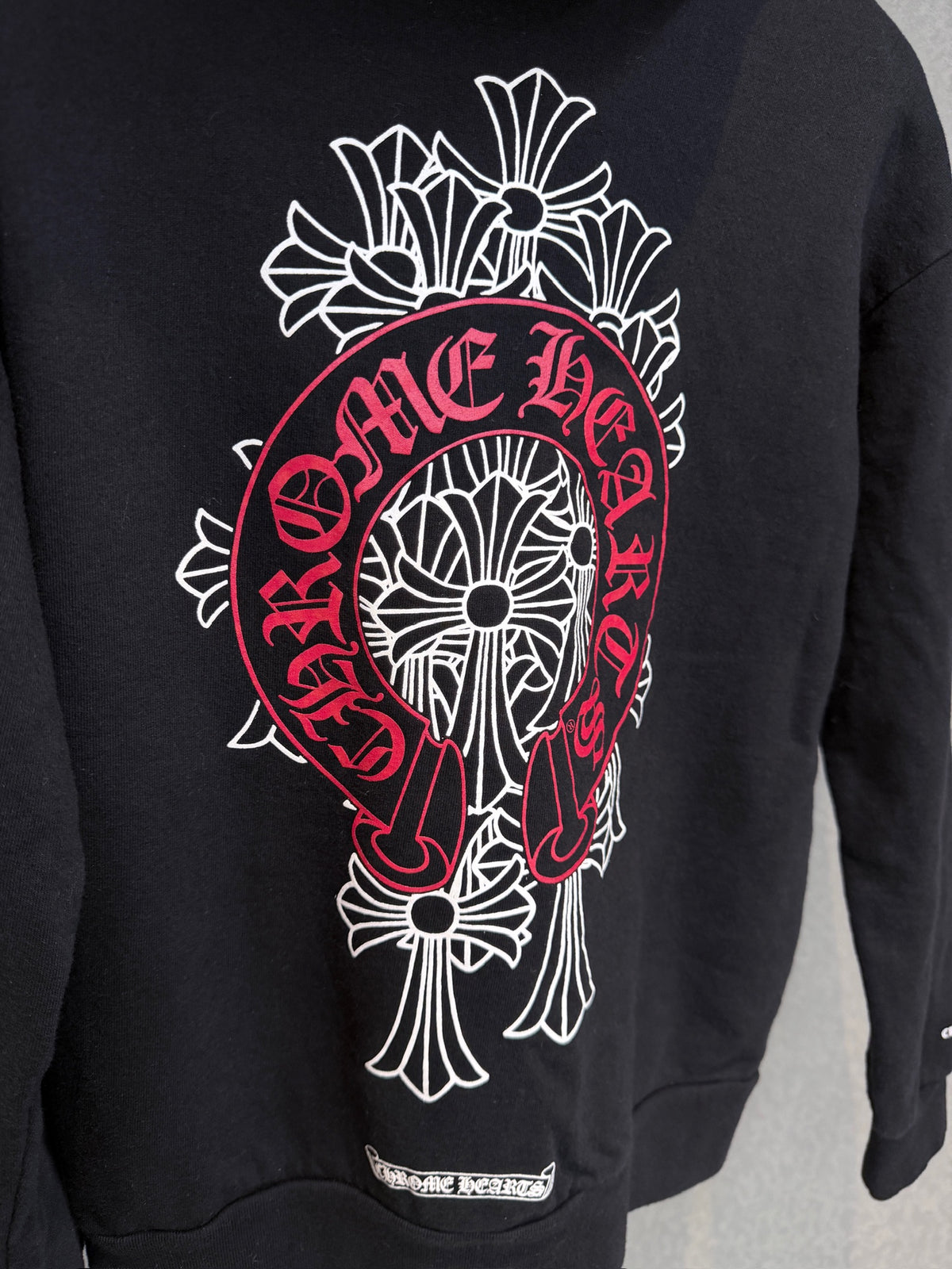 Chrome Hearts Red Horseshoe Zip Up Hoodie
